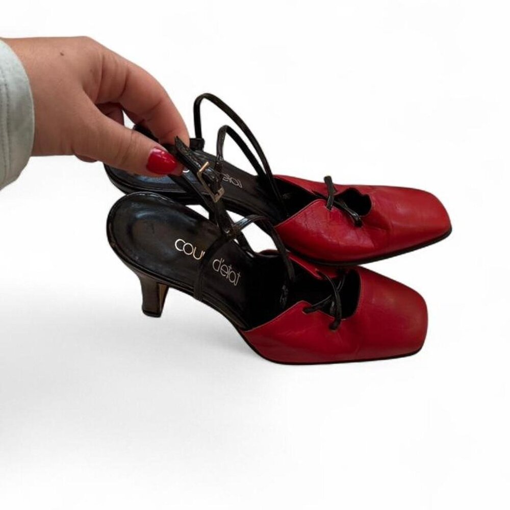 Red Coup d’état leather strappy heels - Picture 2 of 5